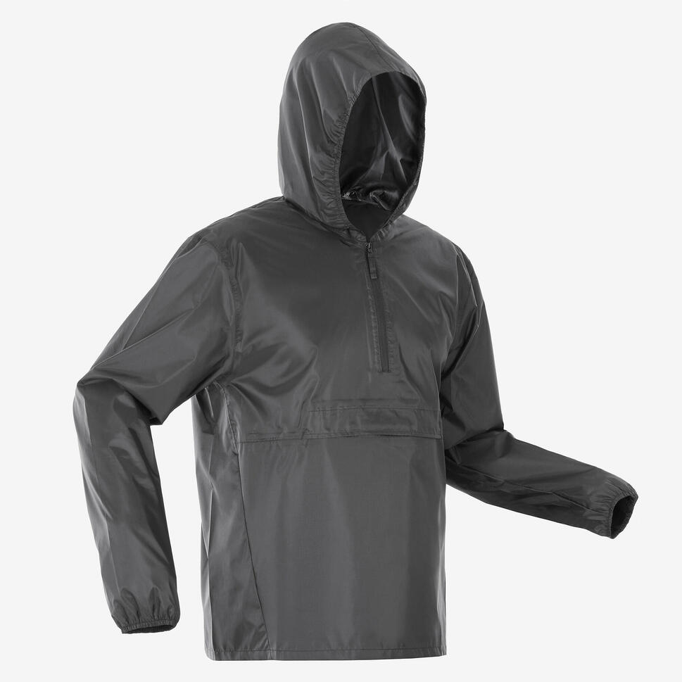 Men’s windproof and water-repellent hiking jacket NH100 1/2 Zip - Black