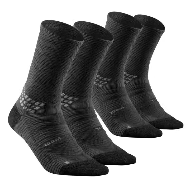 HIKING SOCKS - HIKE 900 HIGH BLACK - PACK OF 2 PAIRS