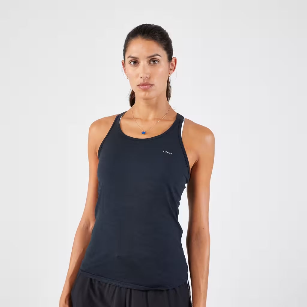Kiprun Women's Kiprun Run 500 Comfort Seamless Running Tank Top - Black - XS