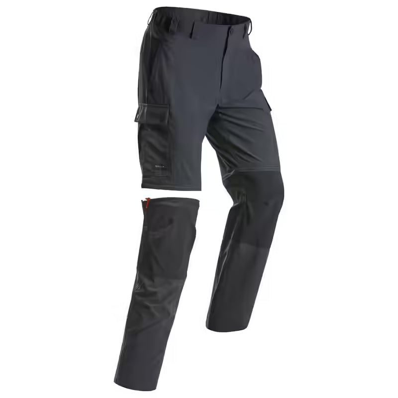 Men's mountain trekking durable 2-in-1 zip-off trousers mt100