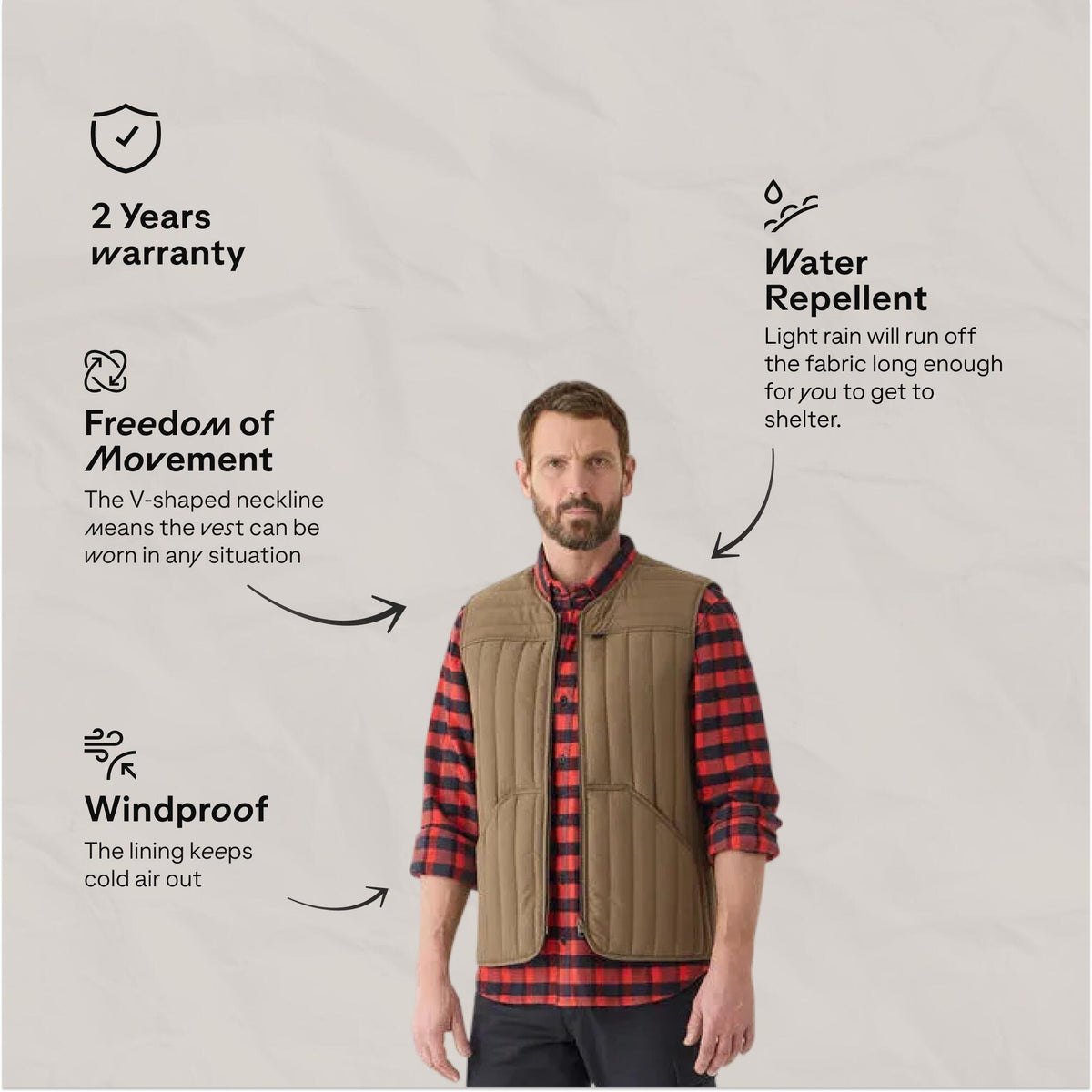 PADDED VEST 100 BEIGE
