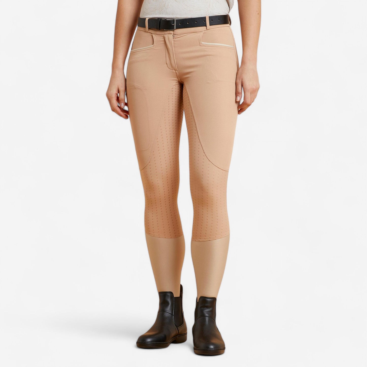 Women's Horse Riding Lightweight Jodhpurs Fullgrip 580 - Beige