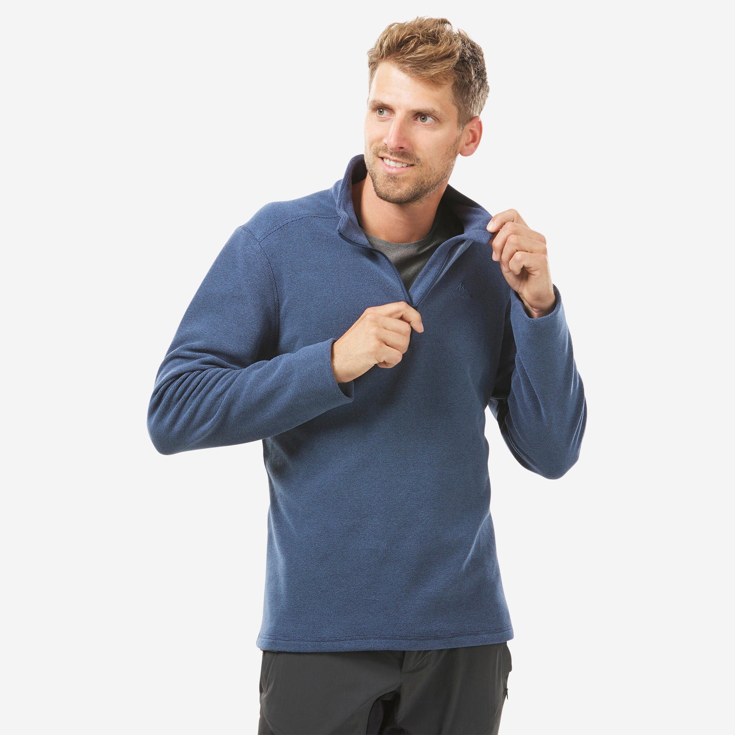 Men's Mountain Hiking Fleece MH100 Half Zip - Blue