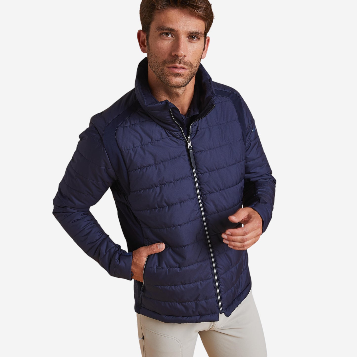 Men's Horse Riding Light Padded Jacket - Blue Black/Dark Blue