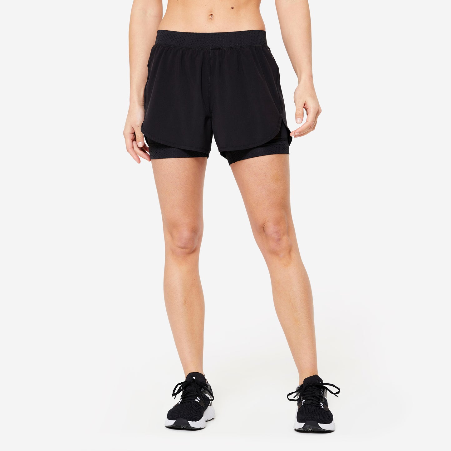 Women's Double Layer Fitness Shorts - Black