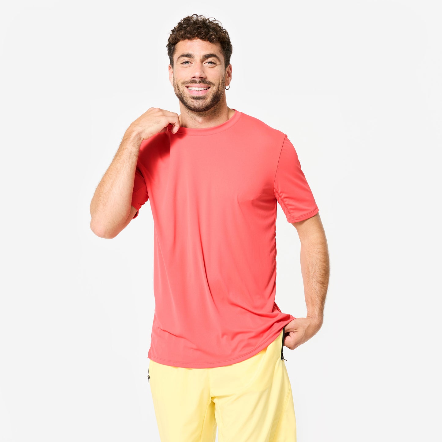 Men's Short-Sleeved Crew Neck Breathable Fitness T-Shirt - Pink