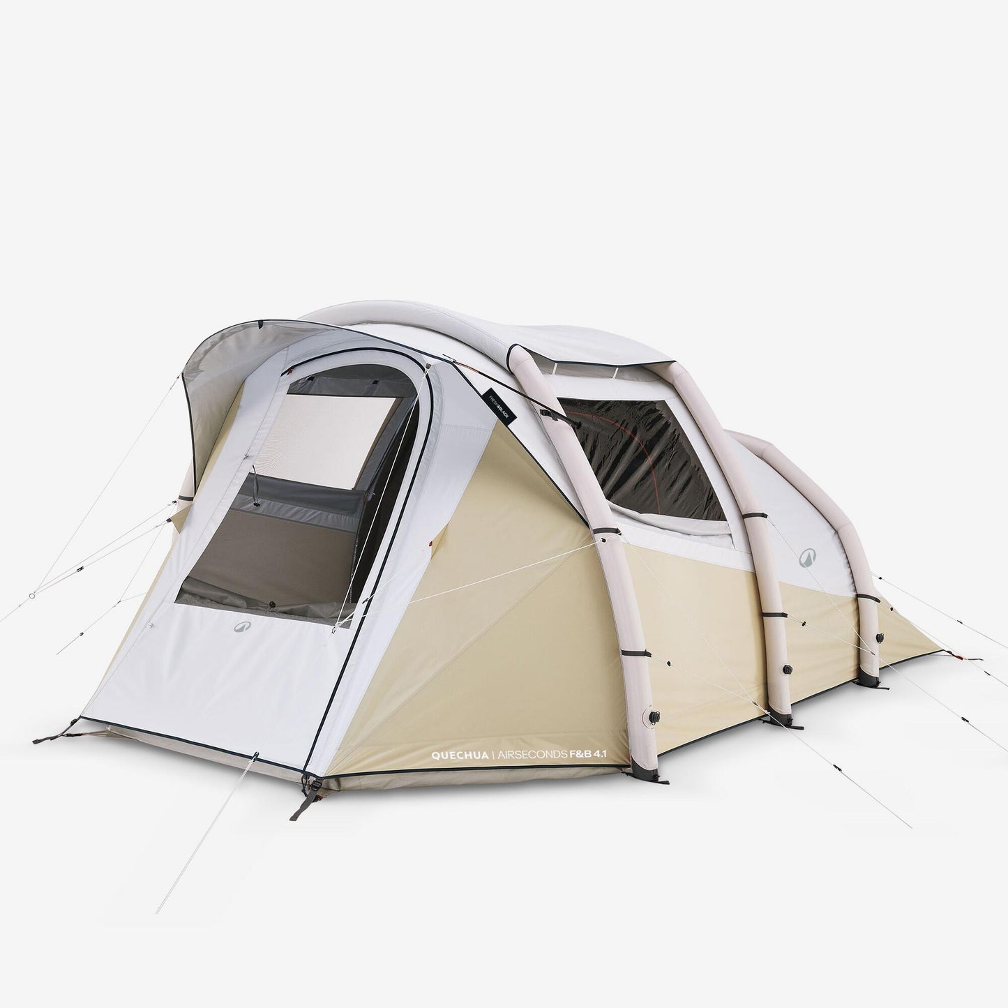 Inflatable 4-person camping tent, Air Seconds 4.1 Fresh & Black - Beige