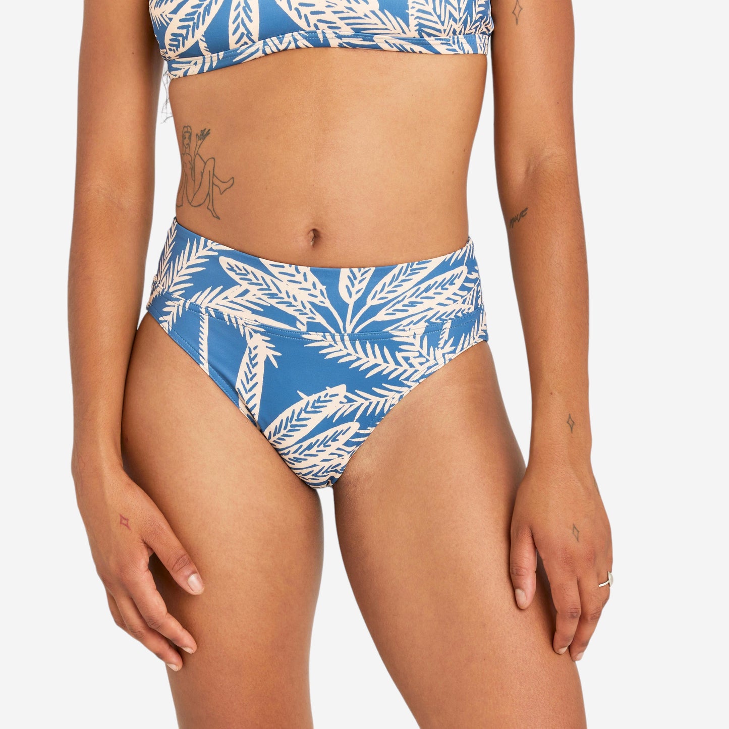 Women's high-waisted briefs swimsuit bottoms - Nora palmer blue