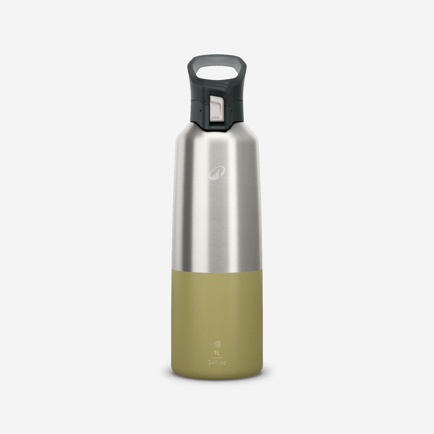 1L insulated stainless steel flask 900 with quick-release cap for hiking - Khaki