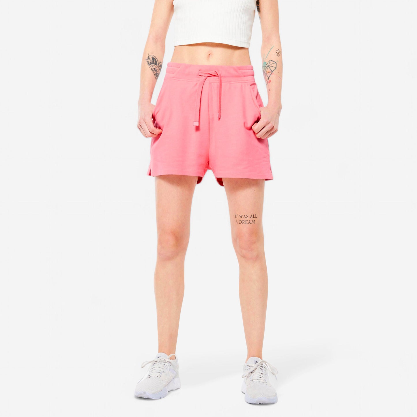 Women's Cotton Fitness Shorts with Pocket 520 - Pink Lychee