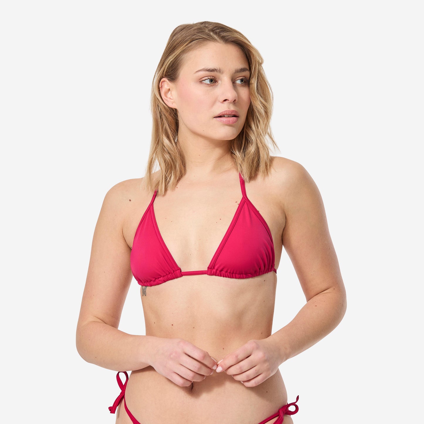 MAE WOMEN'S SLIDING TRIANGLE SWIMSUIT TOP - RED