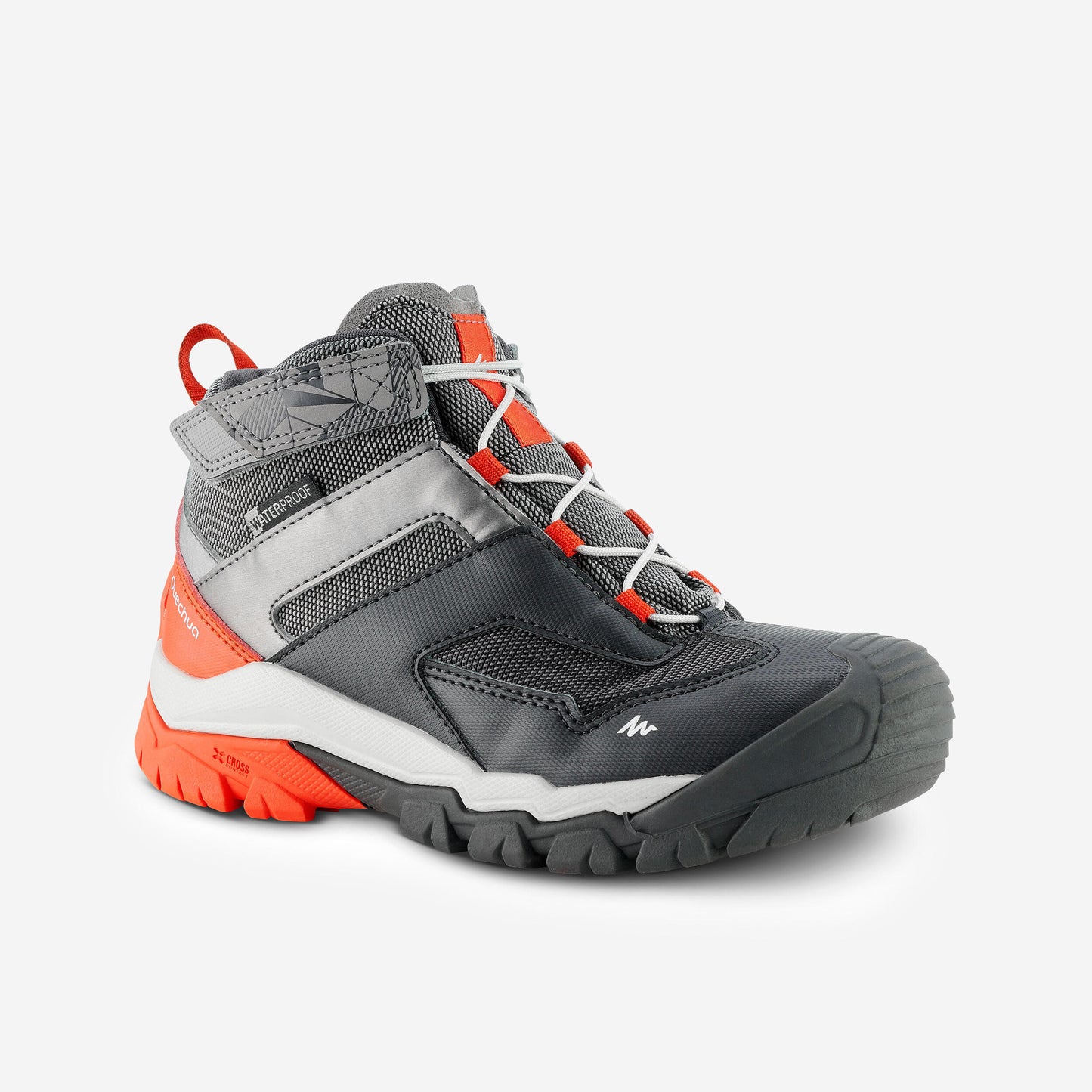 Kids' Waterproof Hiking Shoes - CROSSROCK MID 28 TO 34 - Grey