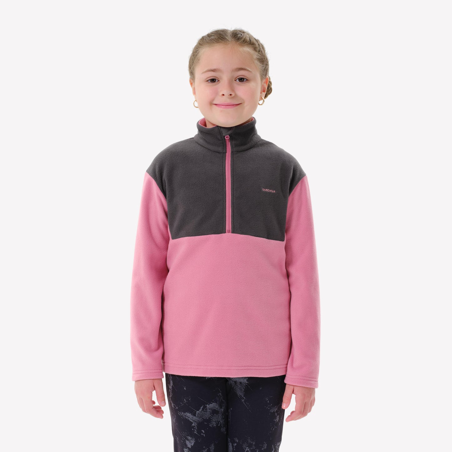 BOYS' FLEECE PULLOVER MH100 1/2 TW