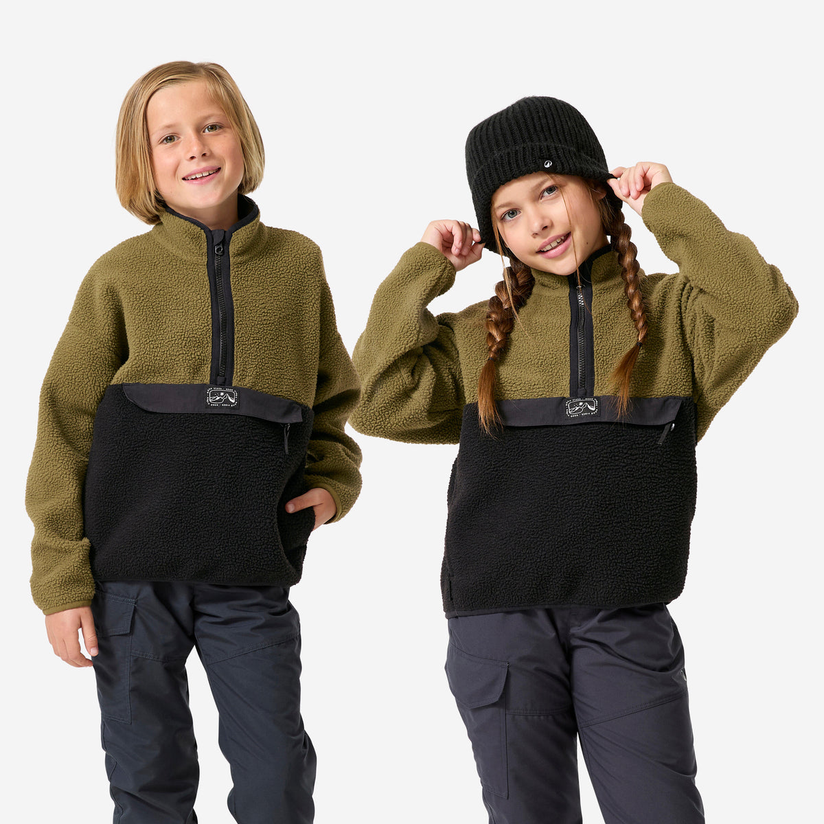 FLEECE NH500 ½ ZIP SHERPA KAKI