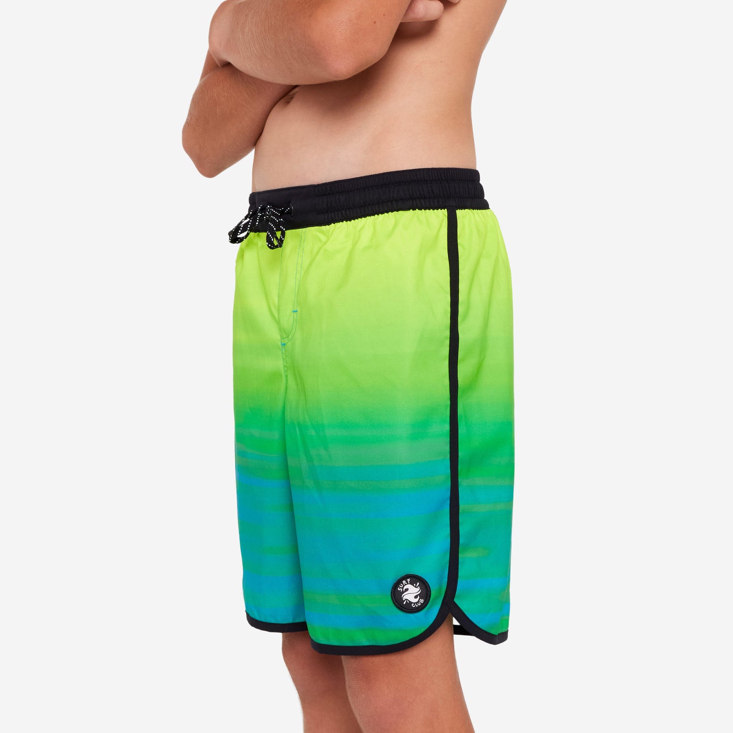 Boys' surfing boardshorts - 500 Offshore green and blue