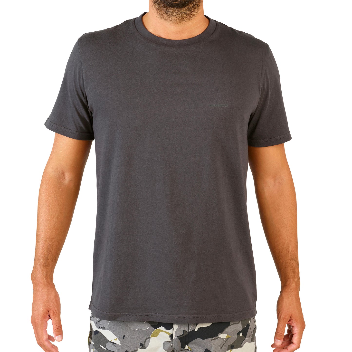 Men's Short-sleeved Cotton T-shirt - 100 carbon grey