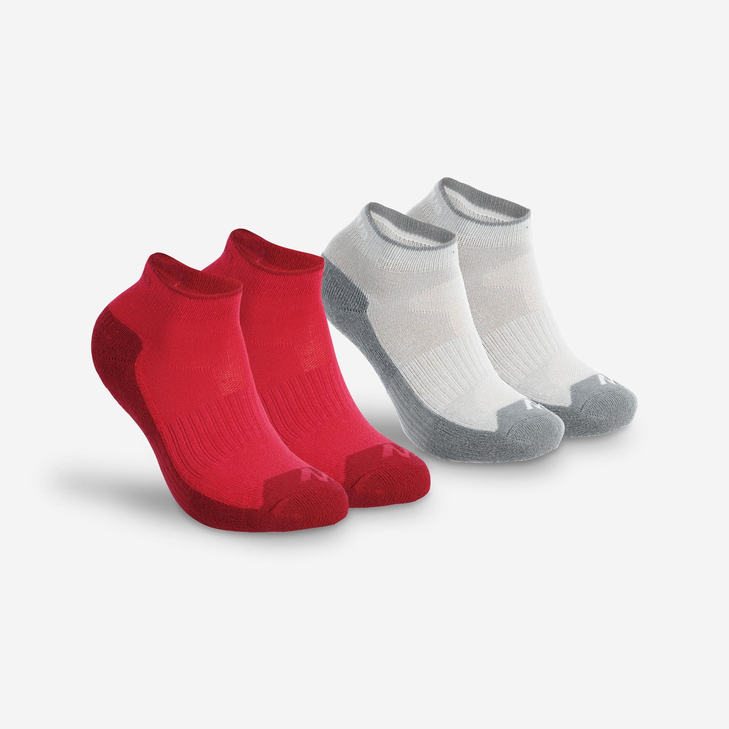 Kids' hiking socks MH100 Pink/Grey packaged as 2 pairs