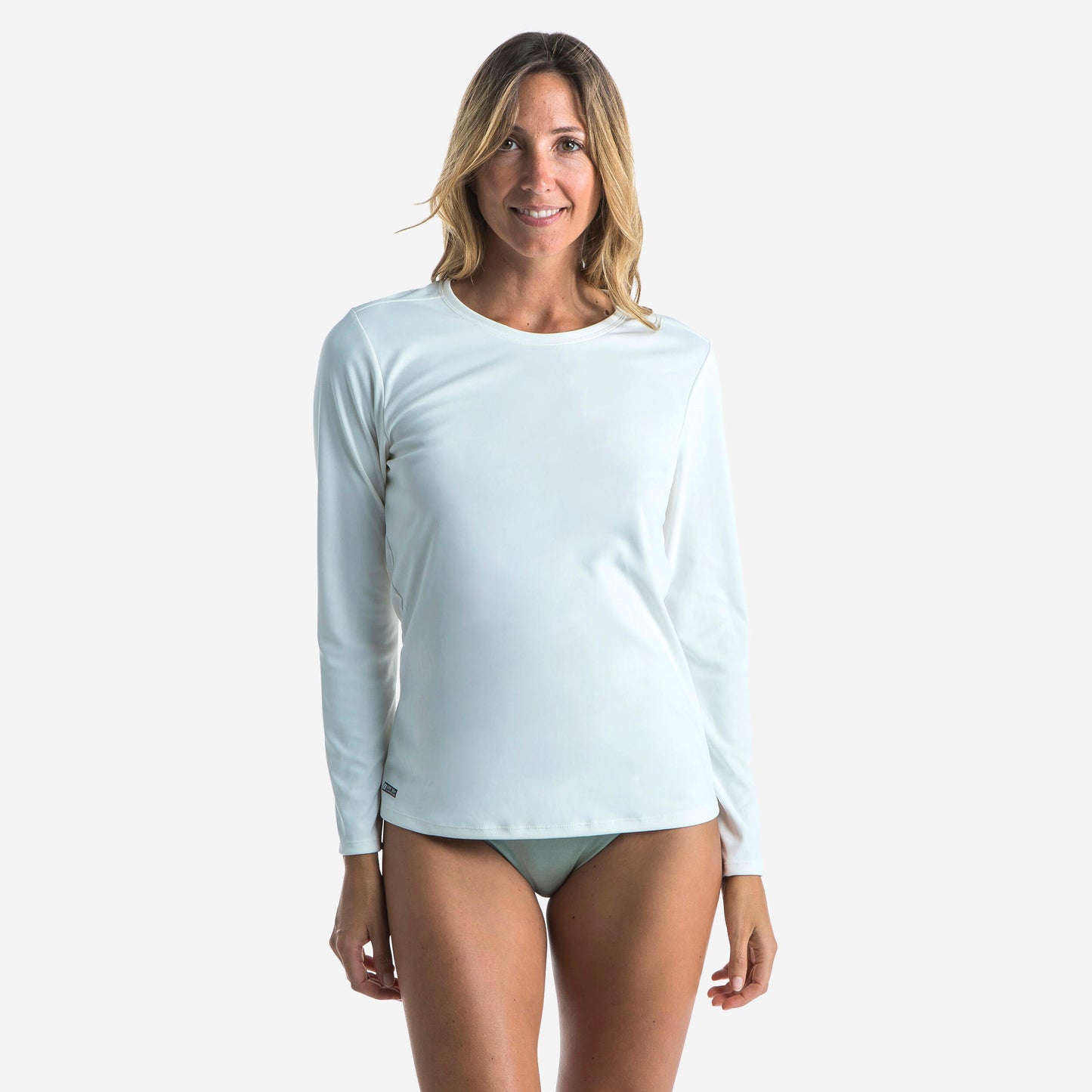 WOMEN'S SURFING LONG-SLEEVED UV-RESISTANT T-SHIRT MALOU GREIGE (UNDYED)