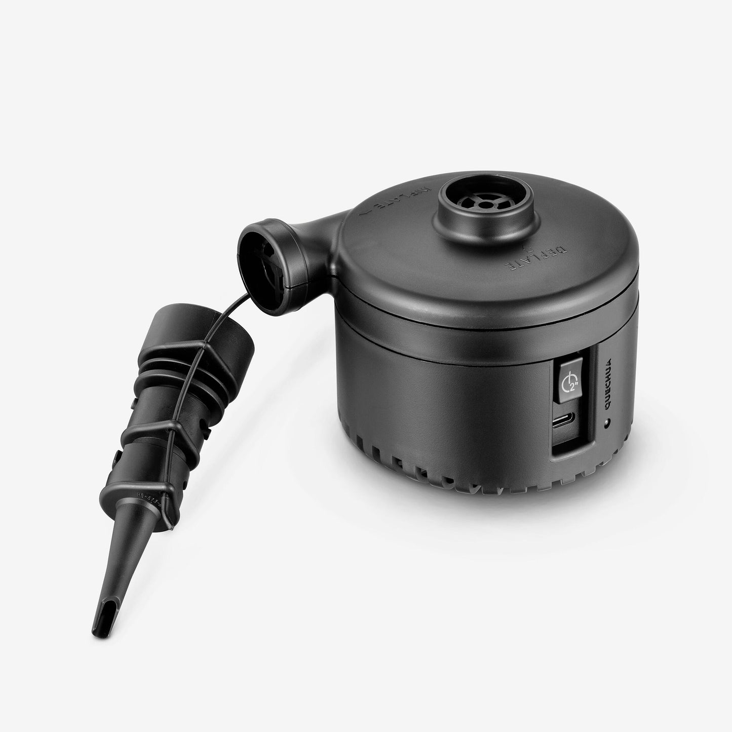 Electric pump for camping mattresses, on a battery, rechargeable via USB-C