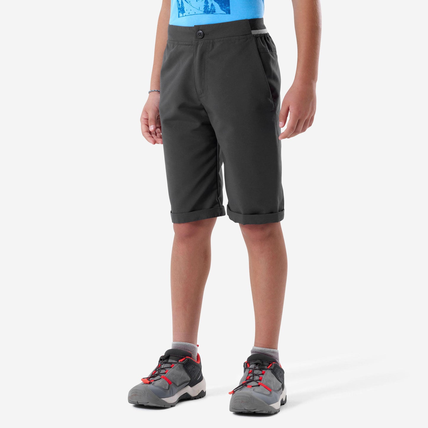 Kids' Hiking Shorts - MH100 Age 7-15 - Dark grey