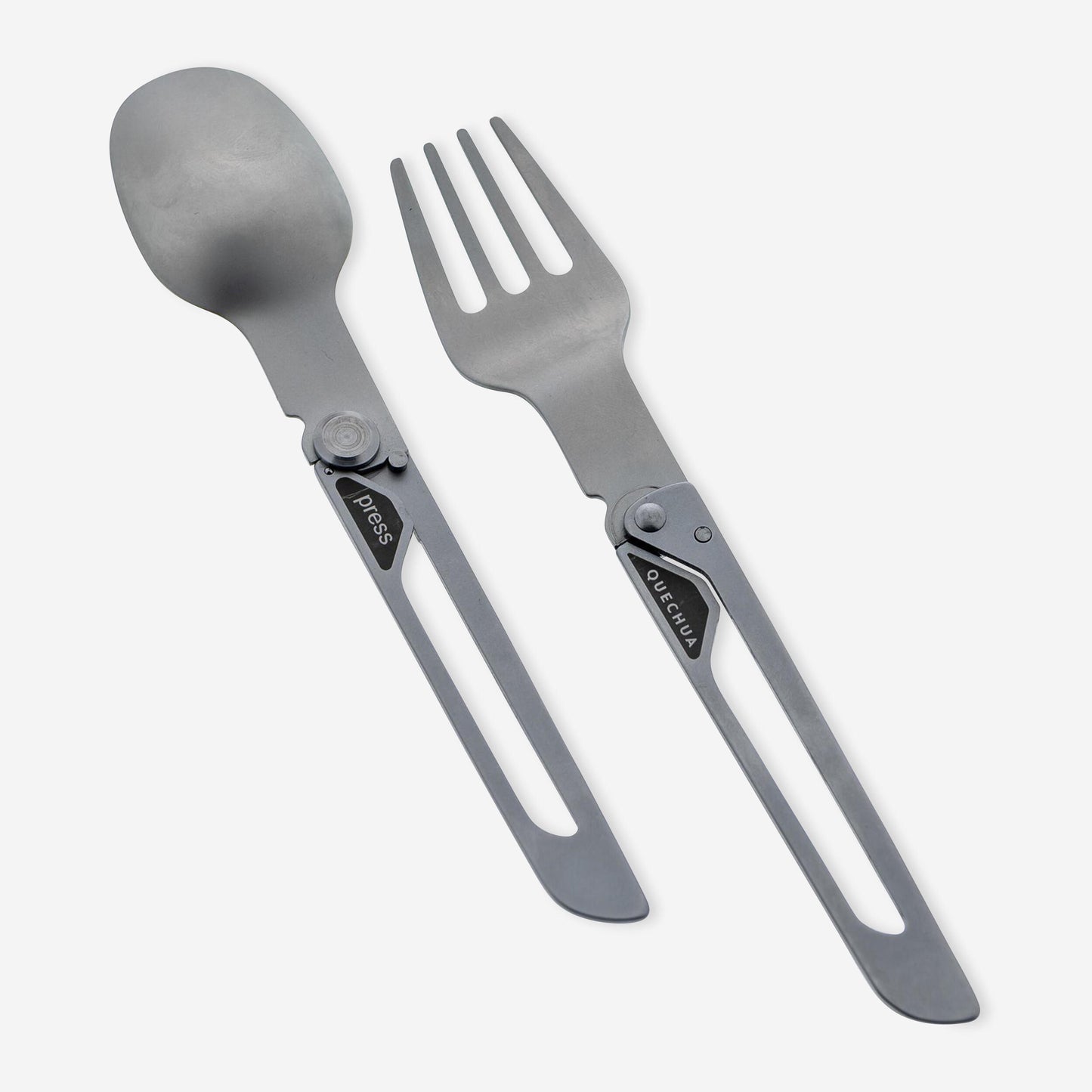 Pack of 2 Folding Cutlery Sets 900, Fork + Spoon, Stainless Steel for Camping
