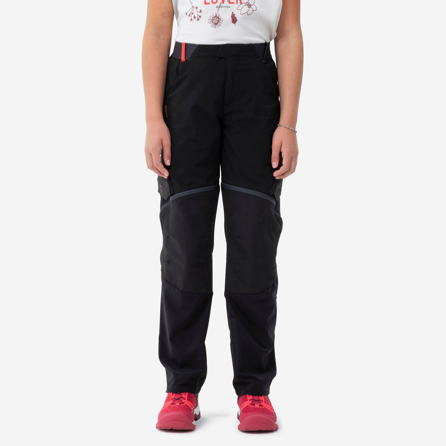 Kids' Modular Hiking Trousers MH500 ONEZIP Aged 7-15 - Black