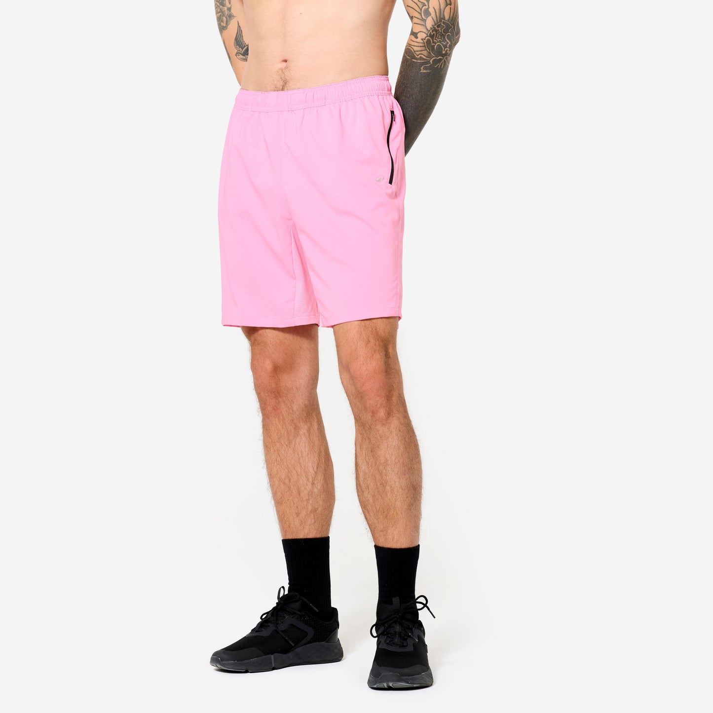 Men's Fitness Shorts with Zipped Pockets - Pink