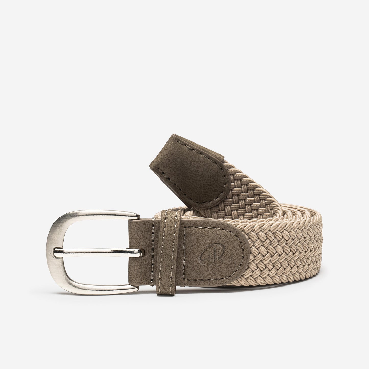 Elastic & stretchy braided golf belt, beige