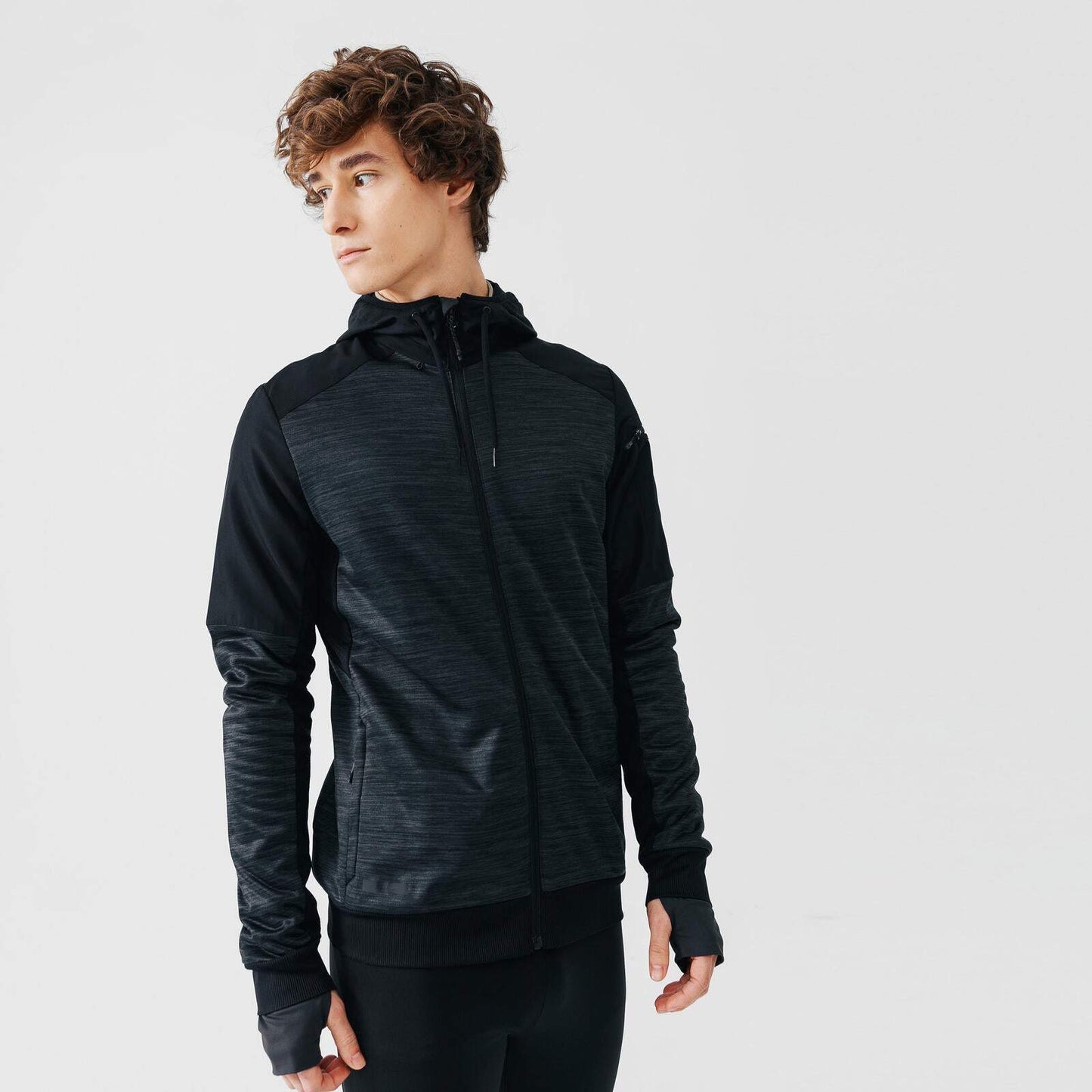JACKET RUN WARM + POCKET M Black Heather