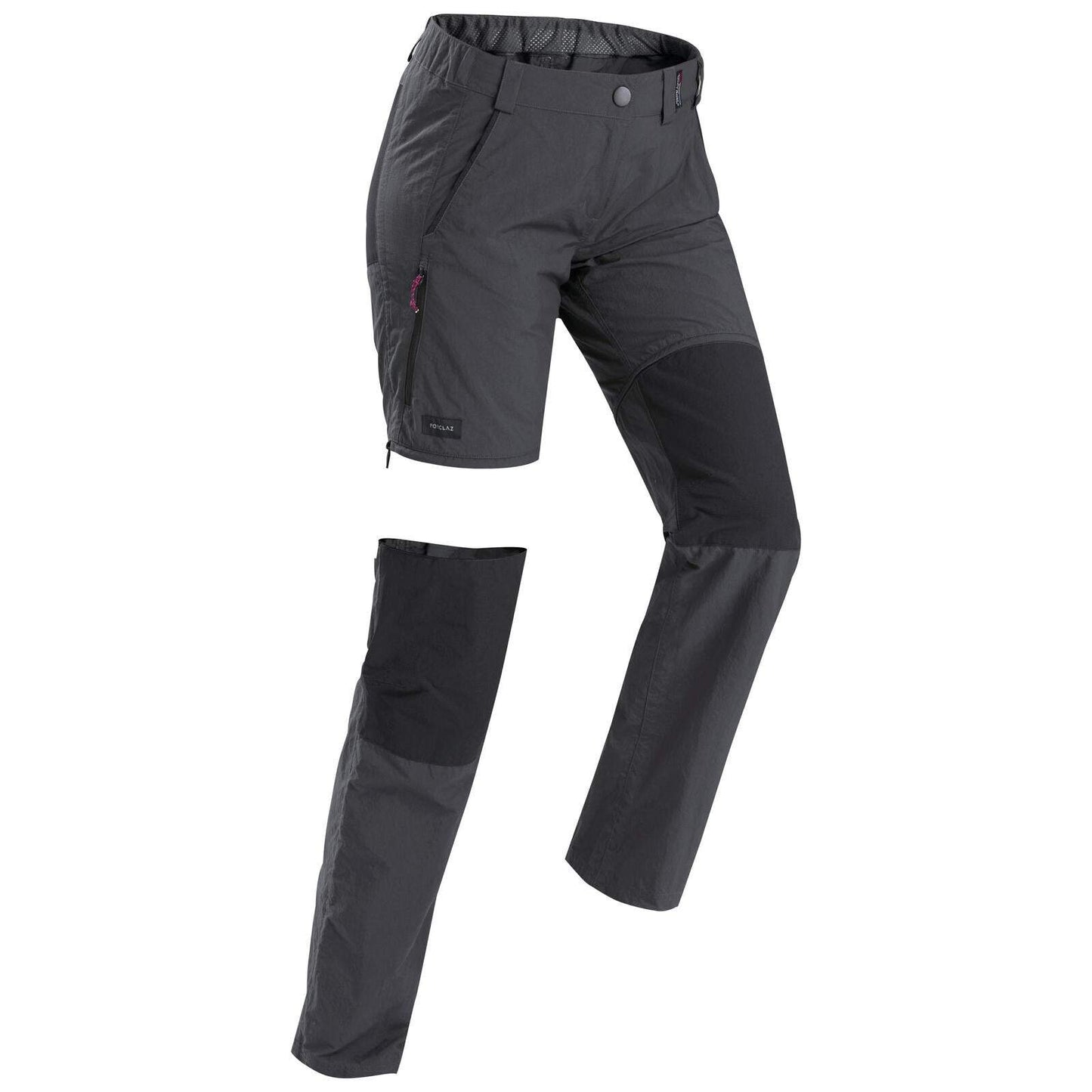 Women's Mountain Trekking 2-in-1 Zip-Off Trousers MT100 - grey