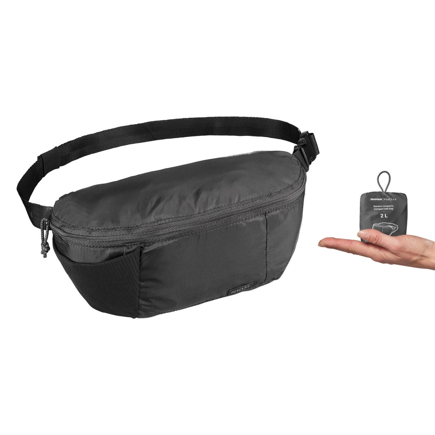 Travel 2L compact travel bum bag - Black