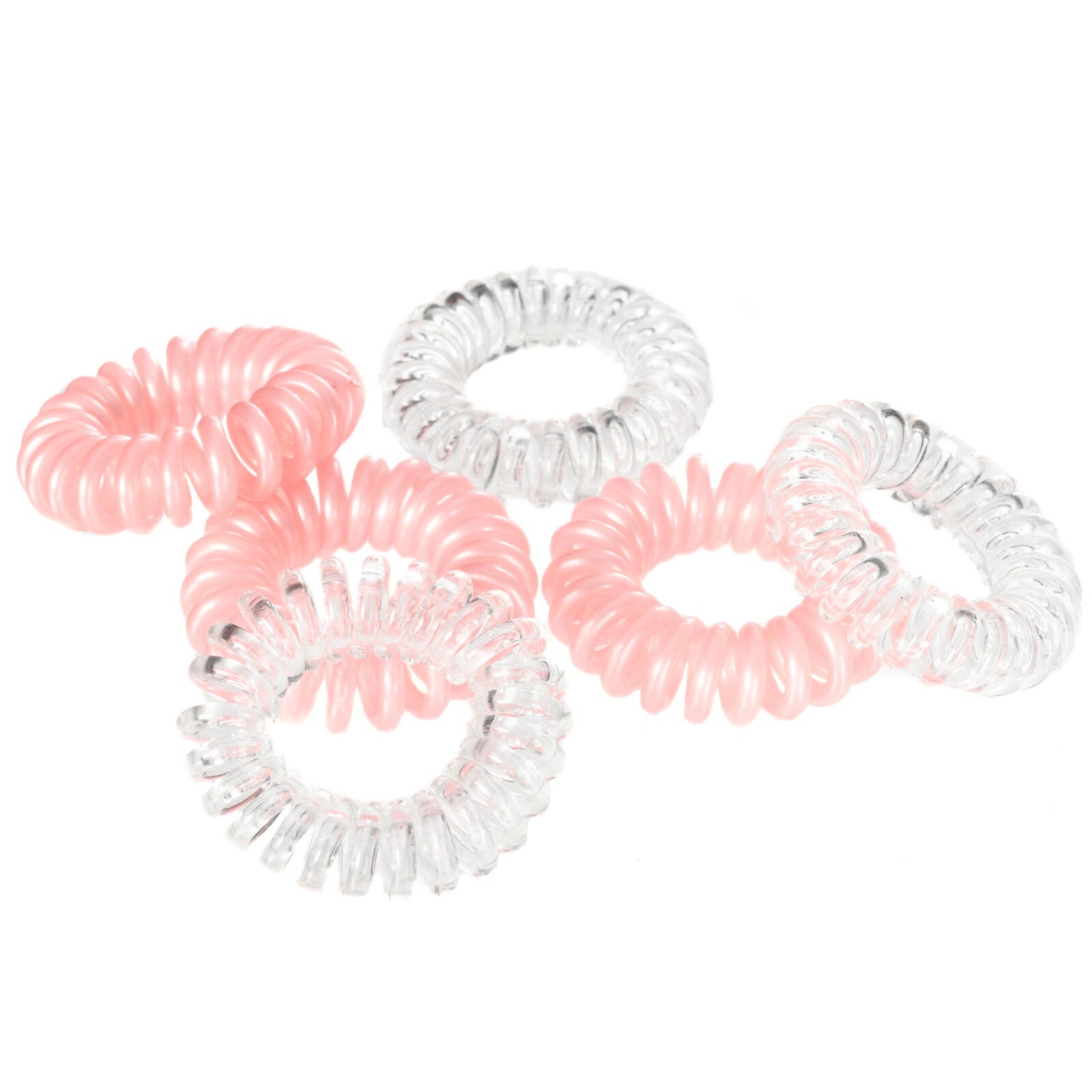 Fitness Hair Scrunchy 6-Pack - Pink/Transparent