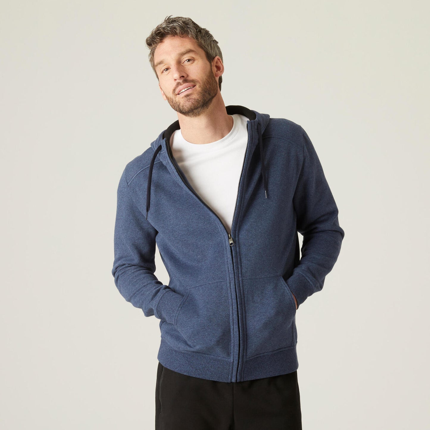 Jacket hood 500 gym men heather blue