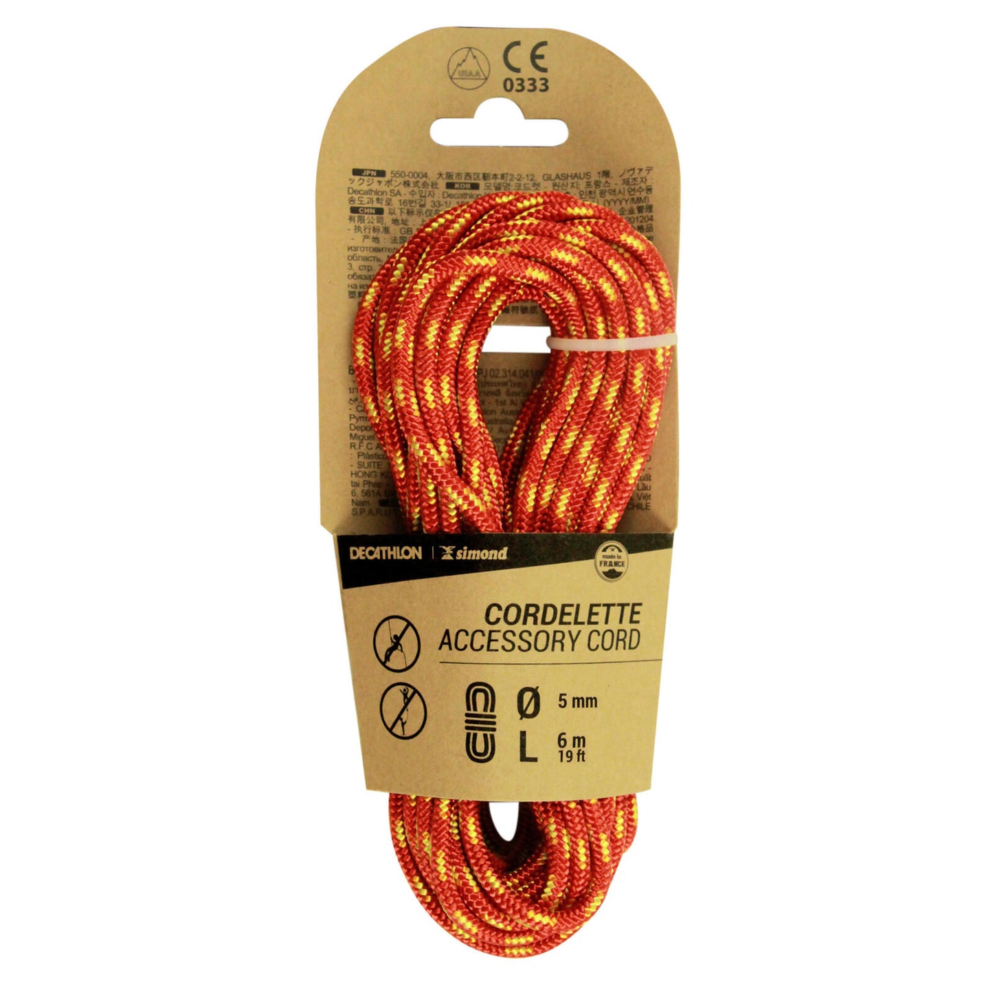 CORD 5mm X 6M RED