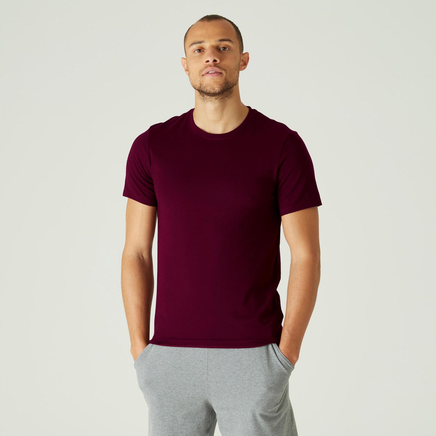 T-Shirt Gym H 500 Slim Burgundy