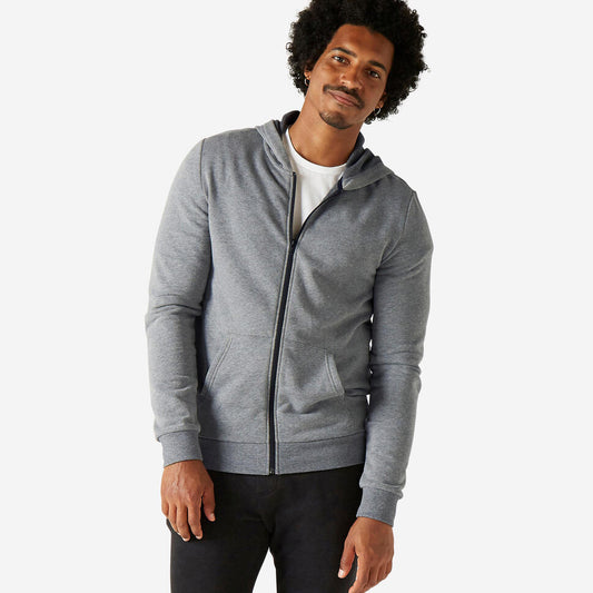 Men's zip-up fitness hoodie 100 - grey