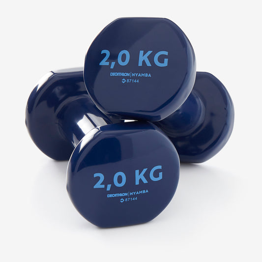 Fitness 2 kg dumbbells twin-pack - navy blue