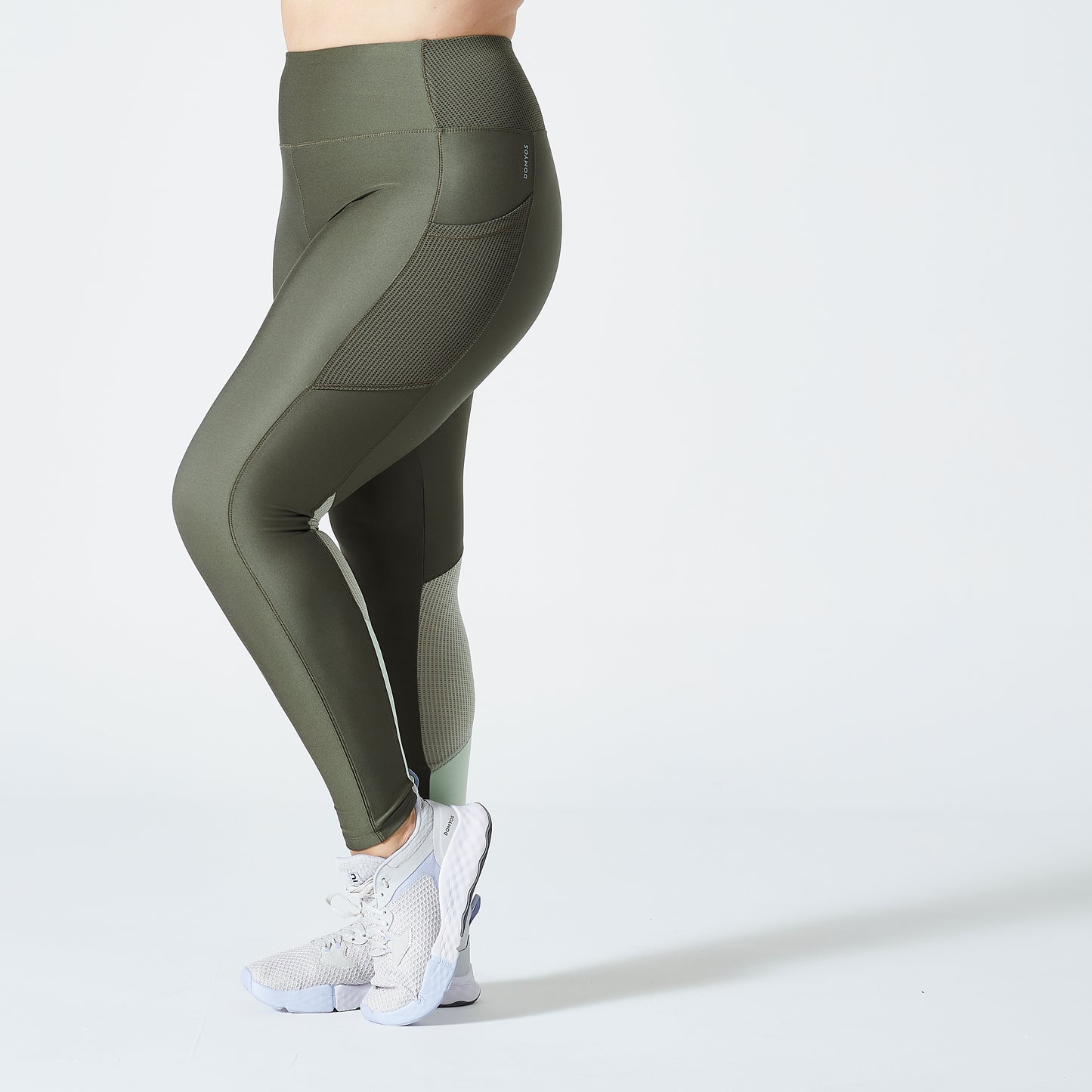 Women's phone pocket fitness high-waisted leggings, olive green