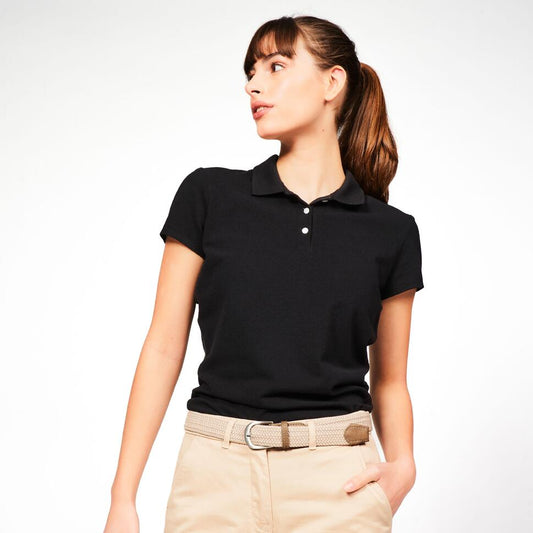 Women's golf 100% cotton short-sleeved polo shirt - MW100 quartz Black