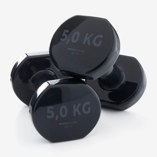 Fitness 5 kg dumbbells twin-pack - black