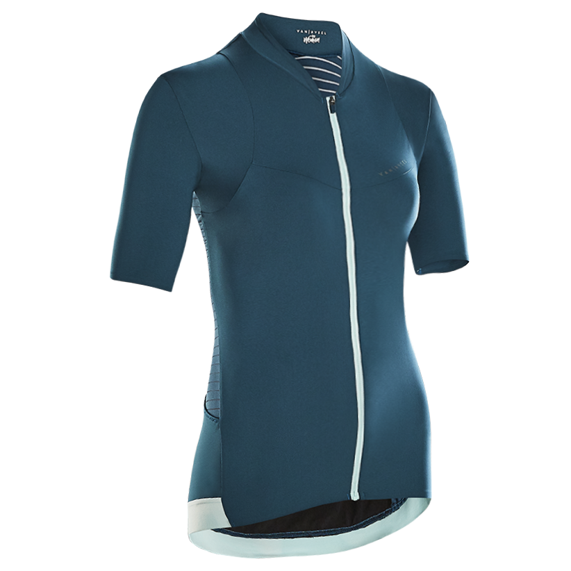 Women's short-sleeved cycling jersey racer - emerald