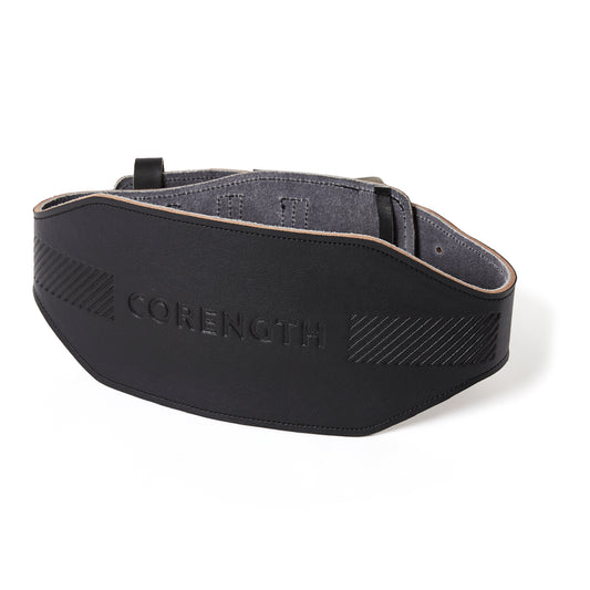 Leather weight training belt - black
