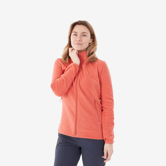 Women's mountain hiking fleece jacket, MH100 Full Zip - Orange