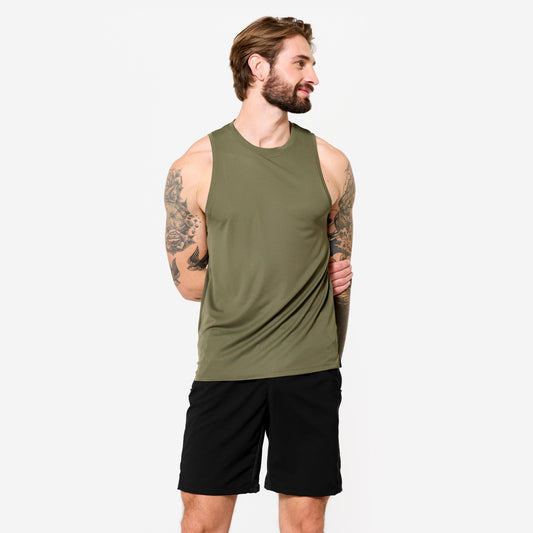 Men's Fitness Breathable Tank Top - Khaki Green