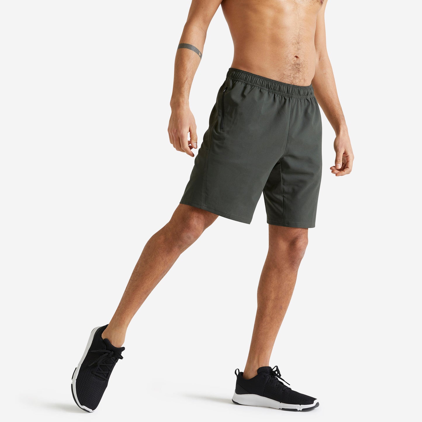 Fitness Shorts with Zip Pockets - Green Khaki