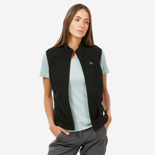 Women's Mountain Walking Sleeveless Fleece Jacket MH100 - Black