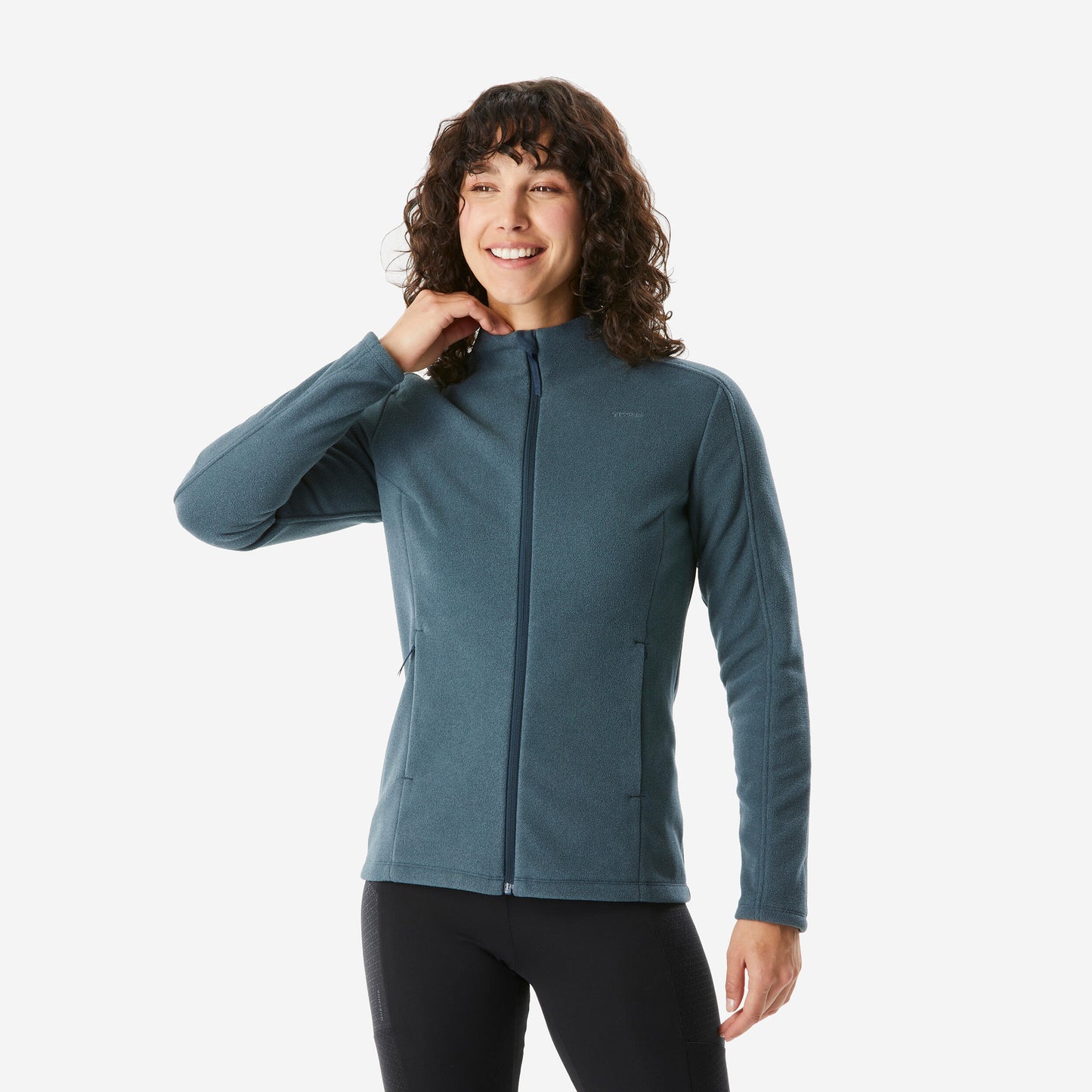 Women's mountain hiking fleece jacket MH500 Full Zip - Green