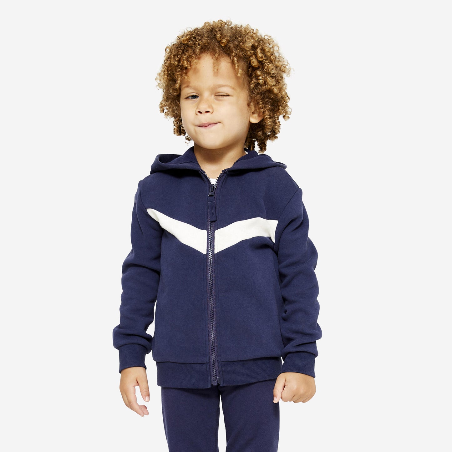 Baby's Zip-Up Basic Sweatshirt - Blue/Beige