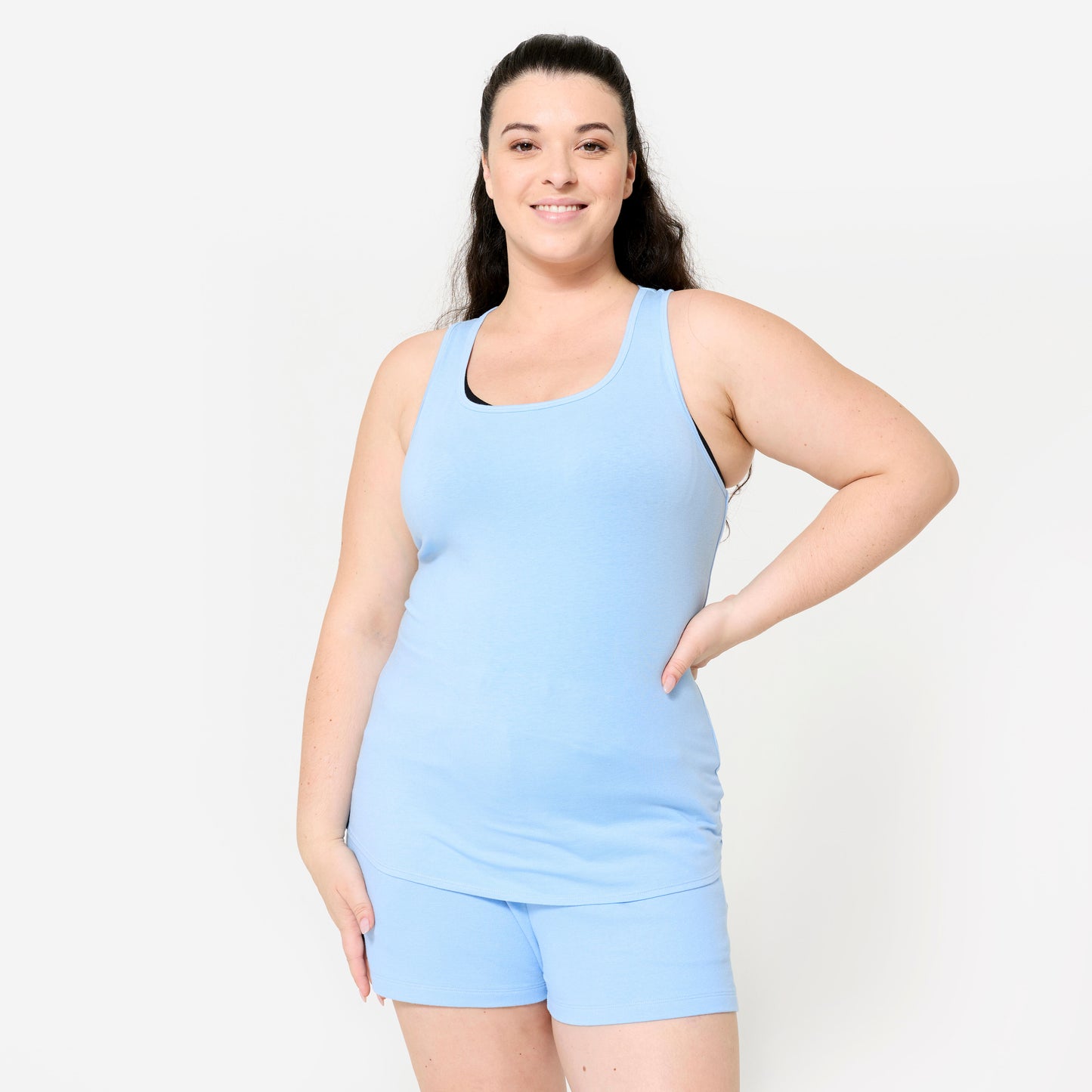 Women's Slim Crew Neck Fitness Tank Top - Flake Blue
