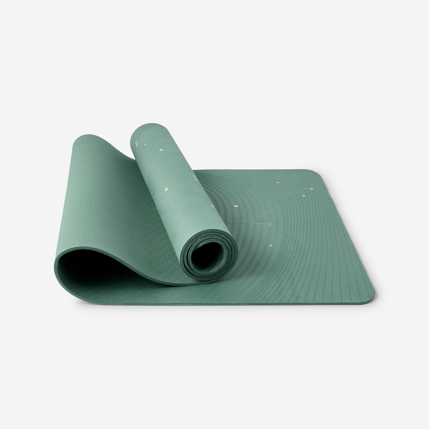 5 mm Grippy and Comfortable Gentle Yoga Mat - Dark Green/Beige
